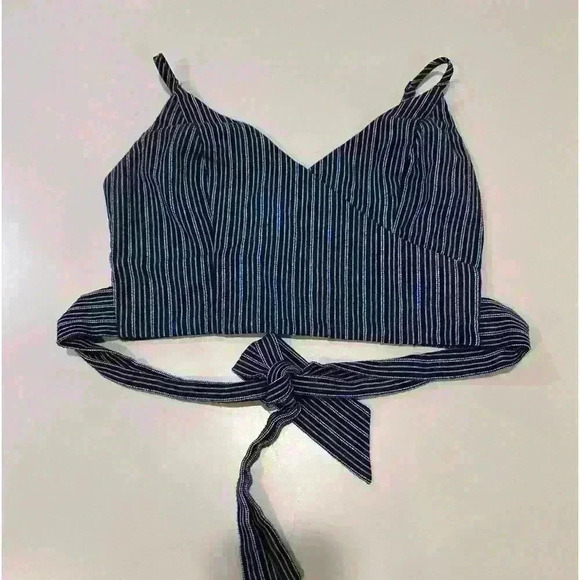 Do+Be Navy Striped crop top with Tie Size Small - Picture 1 of 4